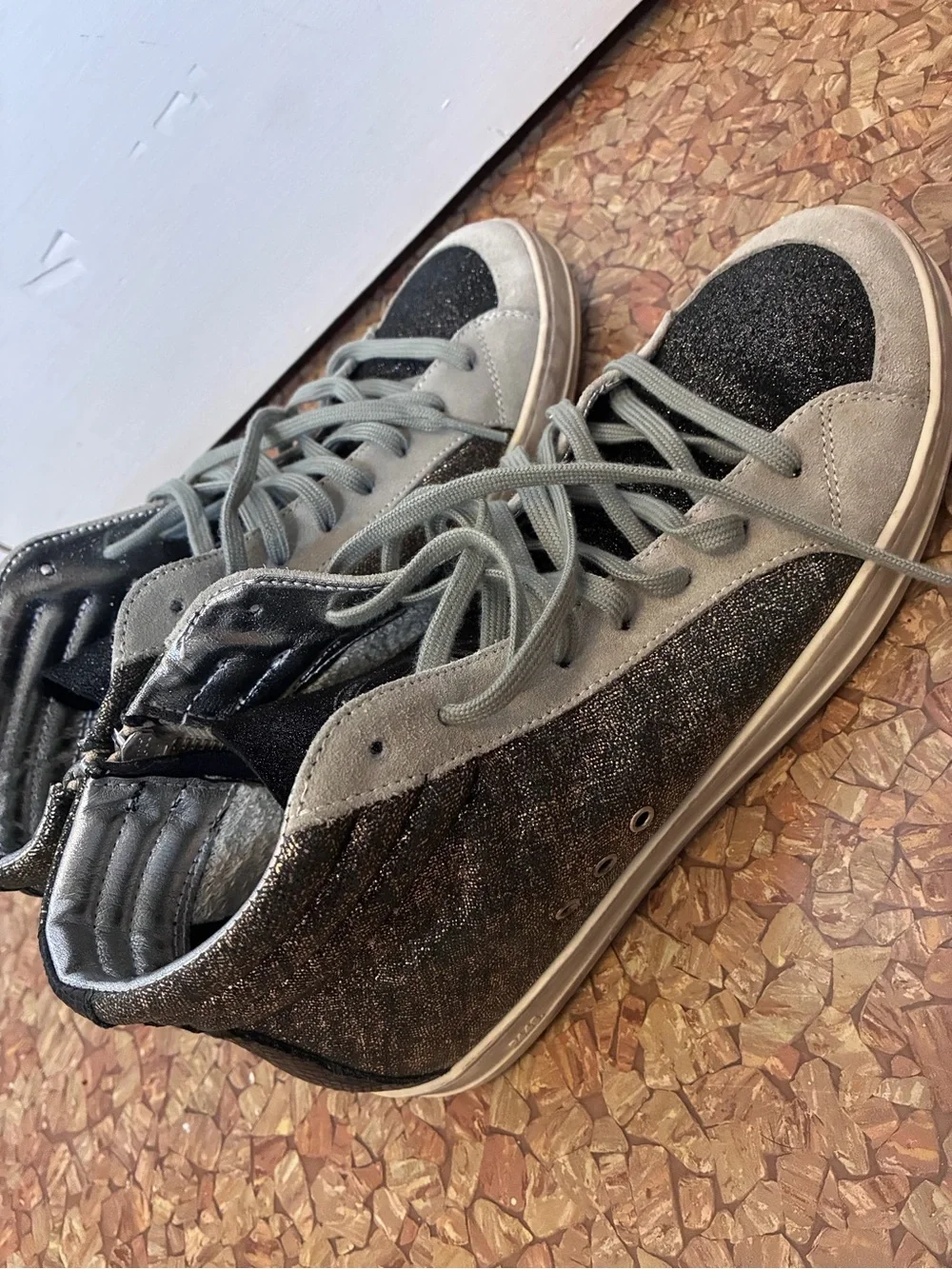 P448 Luxury Italian Skater Sneakers with shimmer and suede